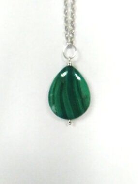 Malachite Pendant Silver Necklace